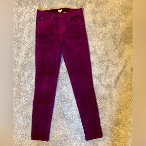 J Crew skinny velvet-style stretch pant